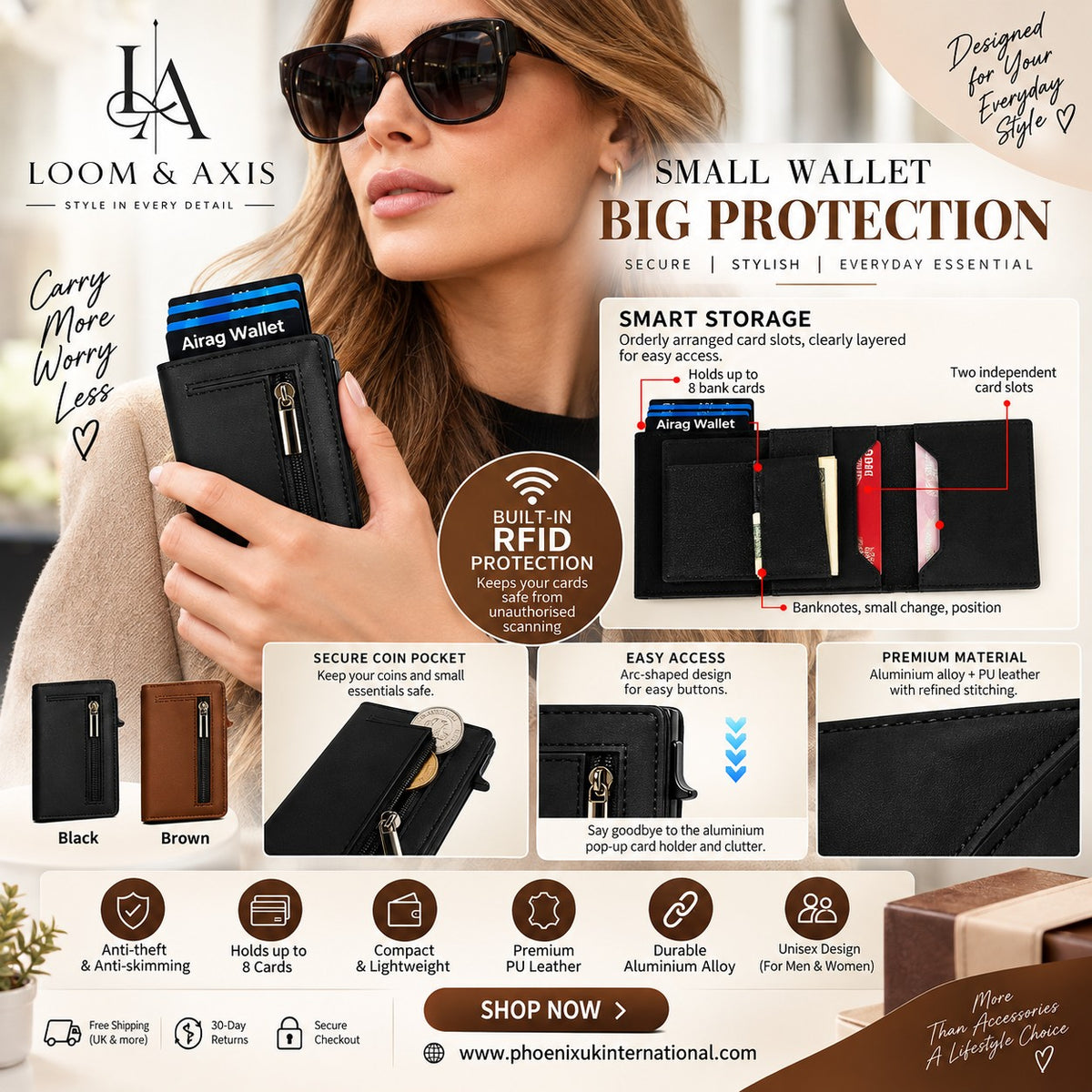 Women’s Anti-Skimming Vertical Mini Card Holder